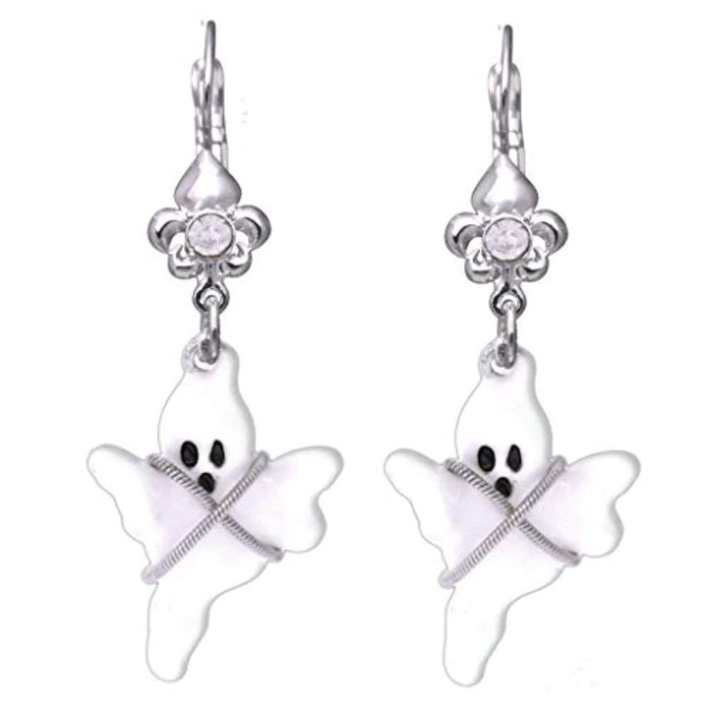 Ritzy Couture "Ghost Story" Spooky Halloween Earrings (Silvertone)